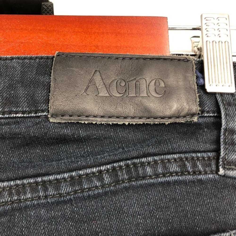 Acne Flex Basement Jeans Dark Indigo Blue Mid Rise Denim Skinny size 28 Tall - Picture 11 of 14